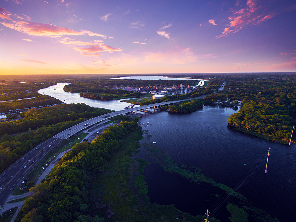 Aerial view of St. Johns River in Florida